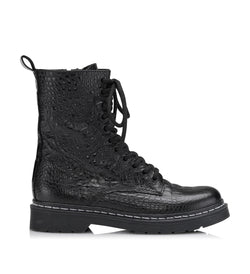 Shoe Biz Klara Croco Short Boot Black