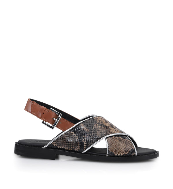 Shoe Biz Nabila Sandal Sand Snake / Cognac / Silver
