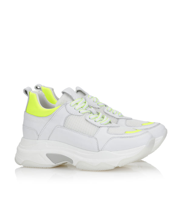 Shoe Biz Rad Sneaker White / Neon Yellow