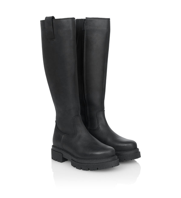 Shoe Biz Skin Vaca Alfa Long Boot Black