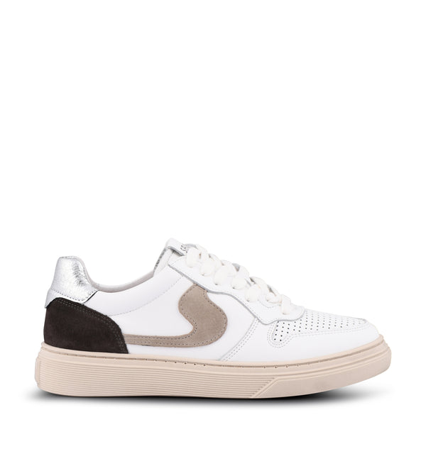 Shoe Biz Mea Sneaker White / Brown / Sand / Silver