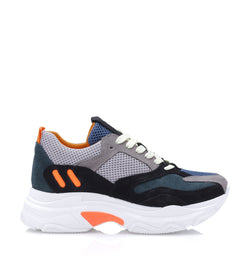 Shoe Biz Pilou Sneaker Taupe / Dark Green / Petrol / Neon Orange / White 