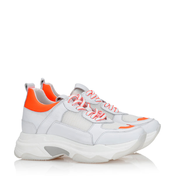 Shoe Biz Rad Sneaker White / Neon Orange