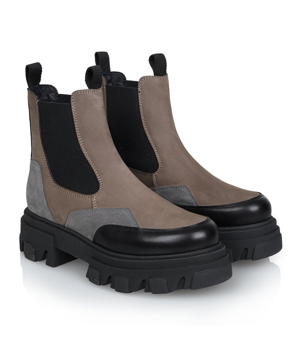 Shoe Biz Ulrica Short Boot Taupe / Grey / Black