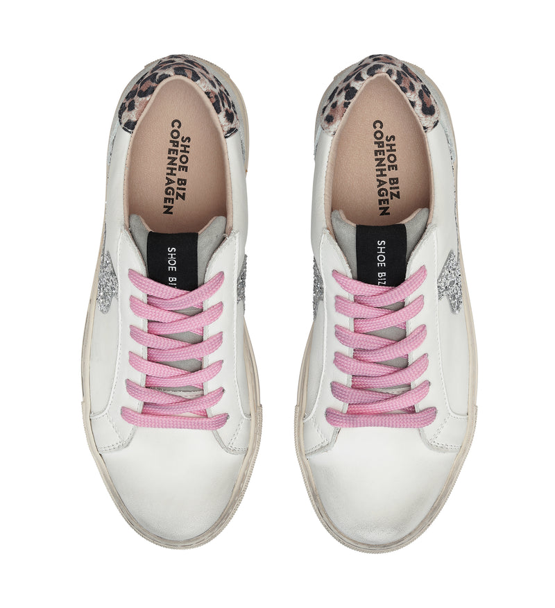 Shoe Biz Void Sneaker White / Pink / Leopard / Silver